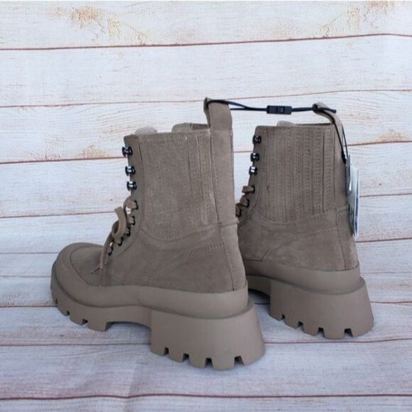 Zara Lug Sole Leather Suede Front Lace Up Ankle Boots Booties Combat Size 40 - Picture 4 of 13